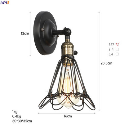 IWHD 4W Edison Aplice de perete retro pentru casă Iluminat de interior Loft Industrial LED întrerupător de lumină de perete Wandlampen Aplique Luz Pared