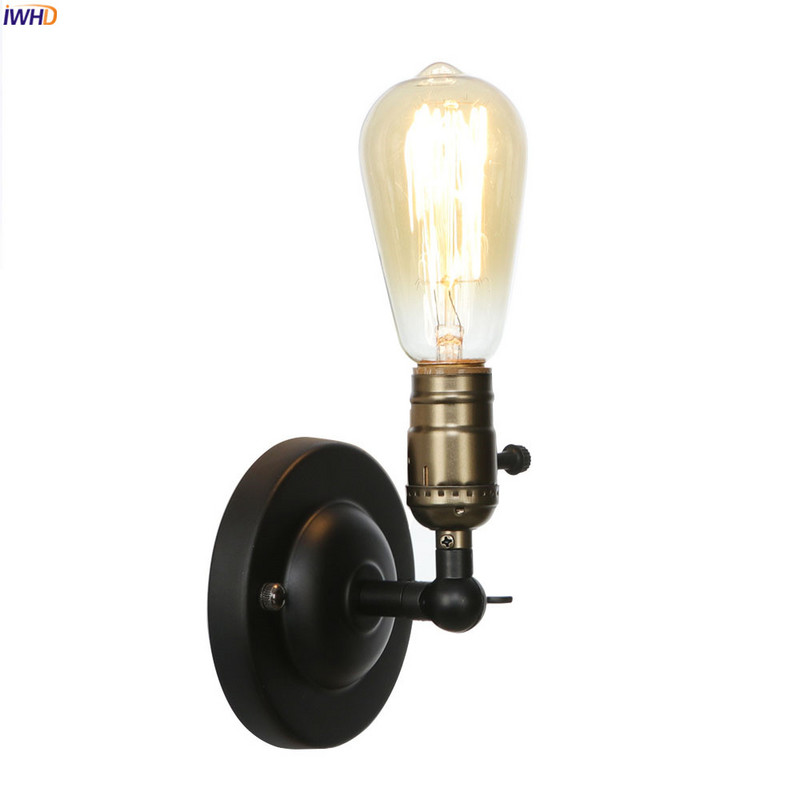 IWHD 4W Edison Aplice de perete retro pentru casă Iluminat de interior Loft Industrial LED întrerupător de lumină de perete Wandlampen Aplique Luz Pared