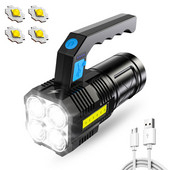 Светодиодни фенерчета с висока мощност COB Странична светлина Факел за външно осветление 4 LED акумулаторни фенерчета Мощна лампа за приключения на открито