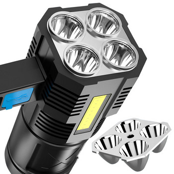 Светодиодни фенерчета с висока мощност COB Странична светлина Факел за външно осветление 4 LED акумулаторни фенерчета Мощна лампа за приключения на открито