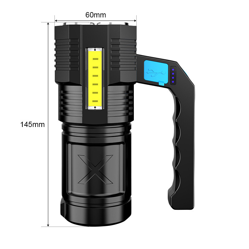 Светодиодни фенерчета с висока мощност COB Странична светлина Факел за външно осветление 4 LED акумулаторни фенерчета Мощна лампа за приключения на открито