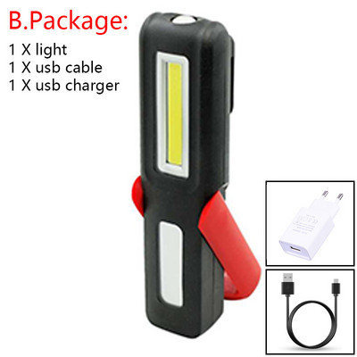 USB uzlādējams COB LED zibspuldzes darba gaismas statīvs kabatas magnēta āķis iebūvēts akumulators strāvas displejs remonta darba lampas laterna