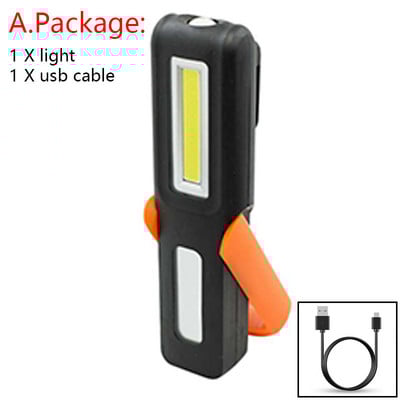 USB uzlādējams COB LED zibspuldzes darba gaismas statīvs kabatas magnēta āķis iebūvēts akumulators strāvas displejs remonta darba lampas laterna