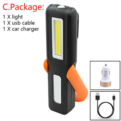 USB uzlādējams COB LED zibspuldzes darba gaismas statīvs kabatas magnēta āķis iebūvēts akumulators strāvas displejs remonta darba lampas laterna