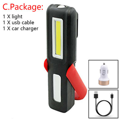 USB uzlādējams COB LED zibspuldzes darba gaismas statīvs kabatas magnēta āķis iebūvēts akumulators strāvas displejs remonta darba lampas laterna