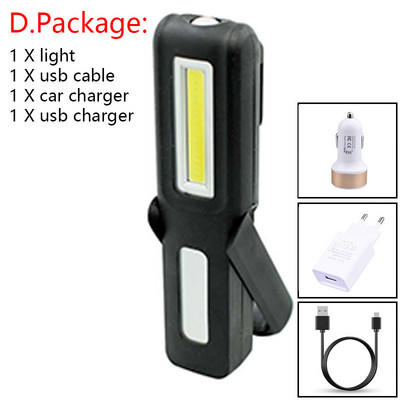 USB uzlādējams COB LED zibspuldzes darba gaismas statīvs kabatas magnēta āķis iebūvēts akumulators strāvas displejs remonta darba lampas laterna