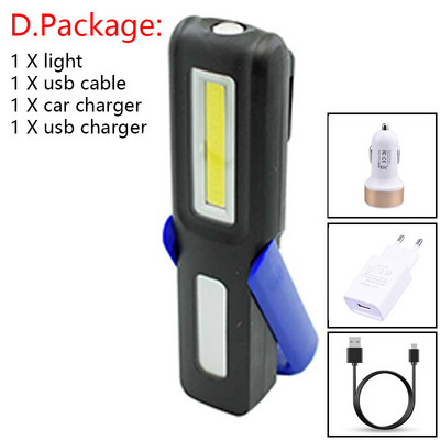 USB uzlādējams COB LED zibspuldzes darba gaismas statīvs kabatas magnēta āķis iebūvēts akumulators strāvas displejs remonta darba lampas laterna