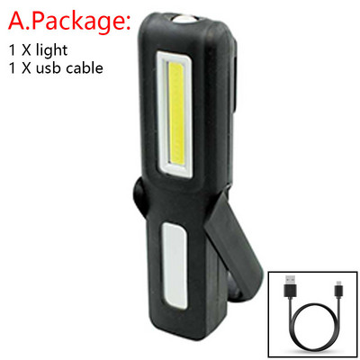 USB uzlādējams COB LED zibspuldzes darba gaismas statīvs kabatas magnēta āķis iebūvēts akumulators strāvas displejs remonta darba lampas laterna