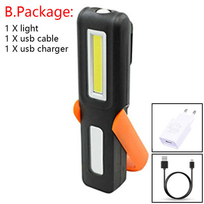 USB uzlādējams COB LED zibspuldzes darba gaismas statīvs kabatas magnēta āķis iebūvēts akumulators strāvas displejs remonta darba lampas laterna