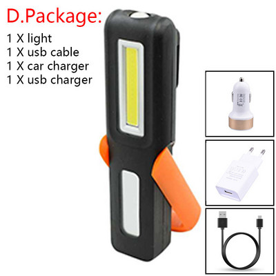 USB uzlādējams COB LED zibspuldzes darba gaismas statīvs kabatas magnēta āķis iebūvēts akumulators strāvas displejs remonta darba lampas laterna