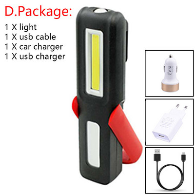 USB uzlādējams COB LED zibspuldzes darba gaismas statīvs kabatas magnēta āķis iebūvēts akumulators strāvas displejs remonta darba lampas laterna