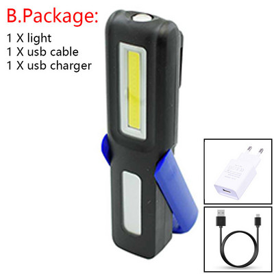 USB uzlādējams COB LED zibspuldzes darba gaismas statīvs kabatas magnēta āķis iebūvēts akumulators strāvas displejs remonta darba lampas laterna
