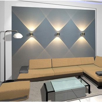 Φωτιστικό τοίχου επάνω και κάτω 3-6W LED μοντέρνο εσωτερικό φωτιστικό διακόσμησης ξενοδοχείου σαλόνι υπνοδωμάτιο κομοδίνο Τηλεόραση φωτιστικό τοίχου φόντου