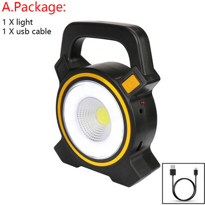 Încărcare solară Baterie încorporată Lumină de lucru portabilă LED de inundație Lampă reîncărcabilă pentru grădină în aer liber Lampă cu bec de camping Lanternă