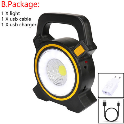 Încărcare solară Baterie încorporată Lumină de lucru portabilă LED de inundație Lampă reîncărcabilă pentru grădină în aer liber Lampă cu bec de camping Lanternă