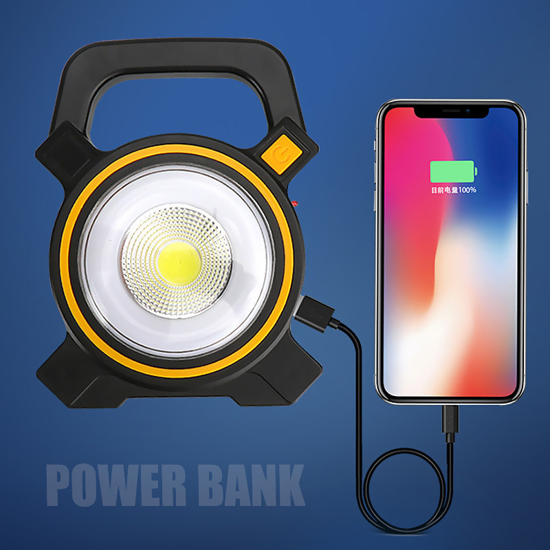 Încărcare solară Baterie încorporată Lumină de lucru portabilă LED de inundație Lampă reîncărcabilă pentru grădină în aer liber Lampă cu bec de camping Lanternă