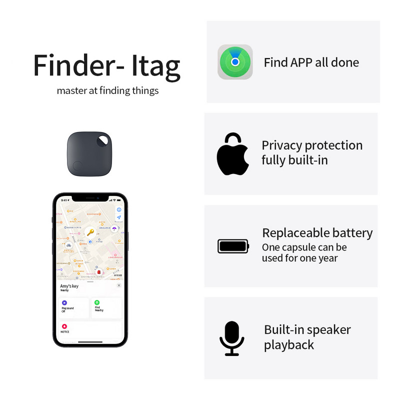 Bluetooth GPS izsekotājs Apple Air Tag nomaiņai, izmantojot Find My, lai atrastu kartes maku iPad atslēgas Kids Dog Finder MFI Smart iTag
