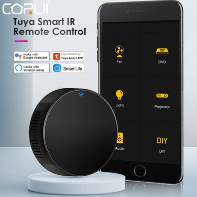 CORUI Tuya IR išmanusis nuotolinio valdymo pultas Smart WiFi UniversalSmart Home Gadgets Control TV DVD AUD Alexa Google Home Smart Life