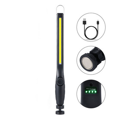 Proiector portabil COB LED Lumină de lucru Mecanic Lanternă de inspecție Lanternă Reîncărcabilă prin USB Lampă de exterior Culoare neagră