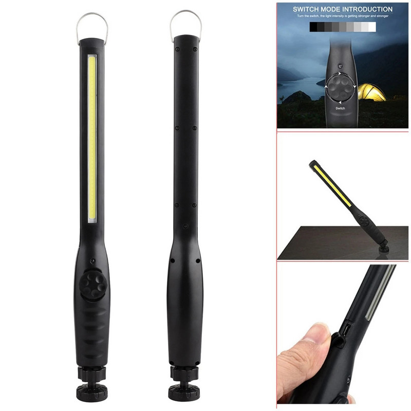 Proiector portabil COB LED Lumină de lucru Mecanic Lanternă de inspecție Lanternă Reîncărcabilă prin USB Lampă de exterior Culoare neagră