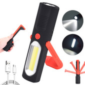 Lanternă portabilă, reîncărcabilă prin USB, COB, lanternă, lanternă, lanternă, lumină de lucru, lampă de camping cu baterie magnetică încorporată