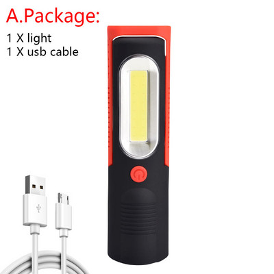 Lanternă portabilă, reîncărcabilă prin USB, COB, lanternă, lanternă, lanternă, lumină de lucru, lampă de camping cu baterie magnetică încorporată