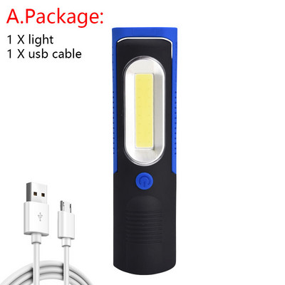 Lanternă portabilă, reîncărcabilă prin USB, COB, lanternă, lanternă, lanternă, lumină de lucru, lampă de camping cu baterie magnetică încorporată