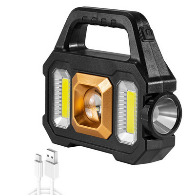 Lanternă solară cu LED pentru camping cu lumini de lucru COB, reîncărcabilă prin USB, lanternă portabilă, Power Bank, Lanterne cu energie solară