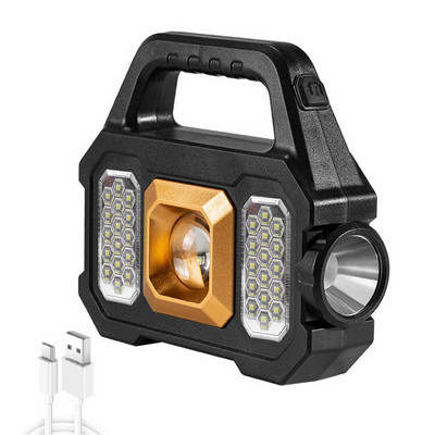 Lanternă solară cu LED pentru camping cu lumini de lucru COB, reîncărcabilă prin USB, lanternă portabilă, Power Bank, Lanterne cu energie solară