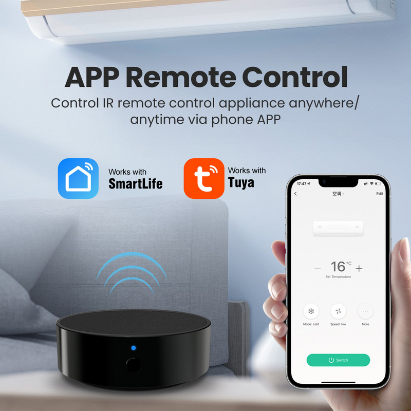AVATTO Tuya universāls WiFi IR tālvadības pults, Smartlife APP tālvadības pults Viedās mājas automatizācija Darbs Google Home, Alexa