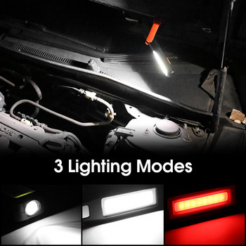Преносимо LED фенерче USB акумулаторна работна светлина Къмпинг Работна инспекционна светлина Лампа Ръчна кука Факел Магнитна лампа