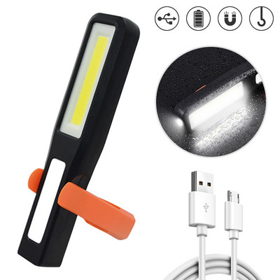 Преносимо LED фенерче USB акумулаторна работна светлина Къмпинг Работна инспекционна светлина Лампа Ръчна кука Факел Магнитна лампа