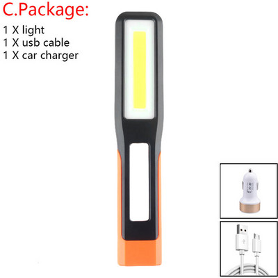 Pārnēsājams LED zibspuldzes USB uzlādējams darba gaisma kempinga darba pārbaudes gaismas lukturis rokas āķa lukturītis magnētiskā laterna