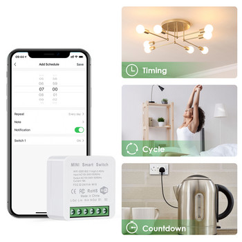 Zigbee WIFI Mini Smart Switch DIY 16A διακόπτης ελέγχου 2 δρόμων μέσω Alexa Alice Google Home Tuya Smart Life Ewelink Cozylife Homekit