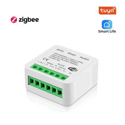 Zigbee WIFI Mini Smart Switch DIY 16A διακόπτης ελέγχου 2 δρόμων μέσω Alexa Alice Google Home Tuya Smart Life Ewelink Cozylife Homekit
