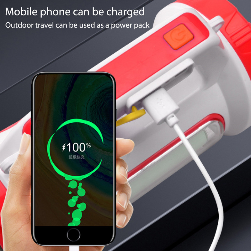 Lampă de căutare LED reîncărcabilă solară + USB Cârlig pentru lanternă portabilă Cort de camping Lumină de inundație în aer liber rezistentă la apă Power Bank Spotligh