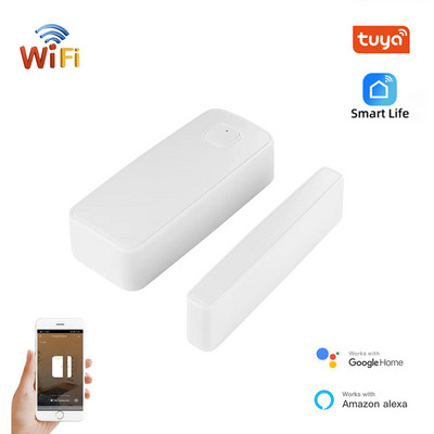 Tuya WiFi Senzor ușă Senzor fereastră Detectoare inteligente deschise închise Controlul aplicației Smart Home Funcționează cu Google Home Alexa Smart Life