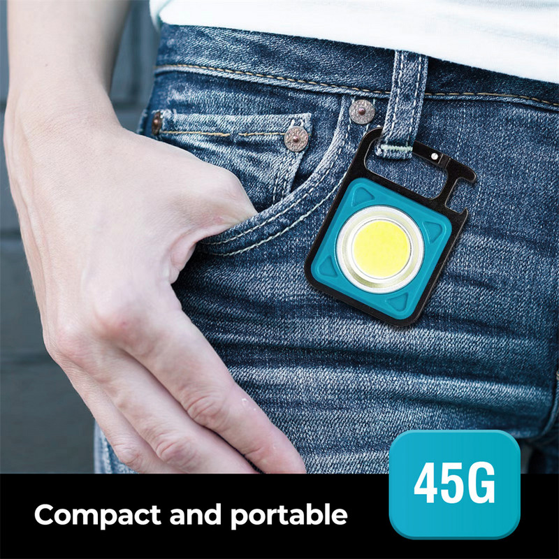 4 ks mini LED svietidlo na kľúčenku Jakiramy, pracovné svetlo, nabíjateľné oslnivé COB svietidlo na kľúčenku, prenosné vonkajšie kempingové svetlo