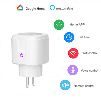 Έξυπνος προσαρμογέας WiFi Plug 16A Απομακρυσμένος φωνητικός έλεγχος Λειτουργία χρονισμού πρίζας παρακολούθησης ισχύος με την Alexa Google Home Tuya