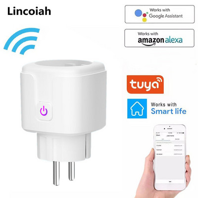 Viedais WiFi spraudņa adapteris 16A tālvadības balss vadības barošanas monitora ligzda Izejas laika noteikšanas funkcija darbojas ar Alexa Google Home Tuya