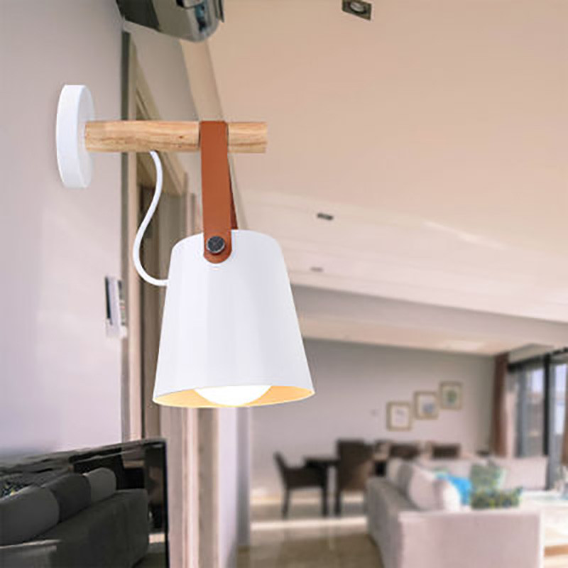 Lampă de perete cu LED din piele nordică din lemn masiv, pentru interior, dormitor, noptieră, sufragerie, iluminat de studiu, aplic pentru coridorul restaurantului