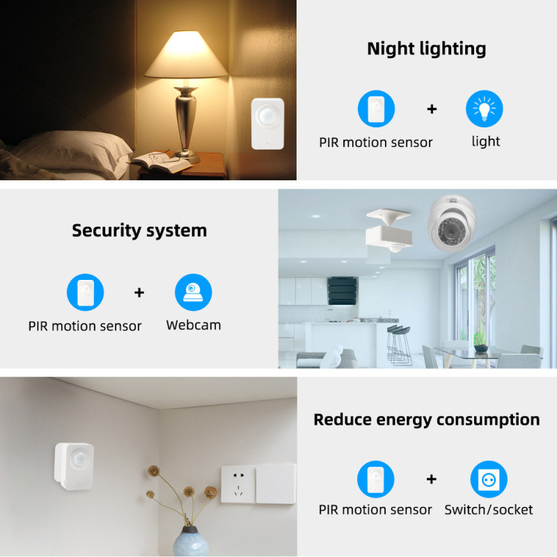 Tuya WiFi PIR Senzor de mișcare Smart Home Detector pasiv cu infraroșu Senzor de alarmă antiefracție de securitate Telecomandă Smart Life Home