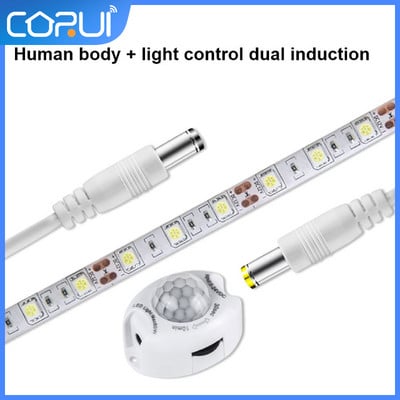 CoRui PIR kustības sensora gaismas slēdzis LED sloksnes gaismas kontrollera lampas taimeris automātiskais kustības sensora kustības detektors viedā māja