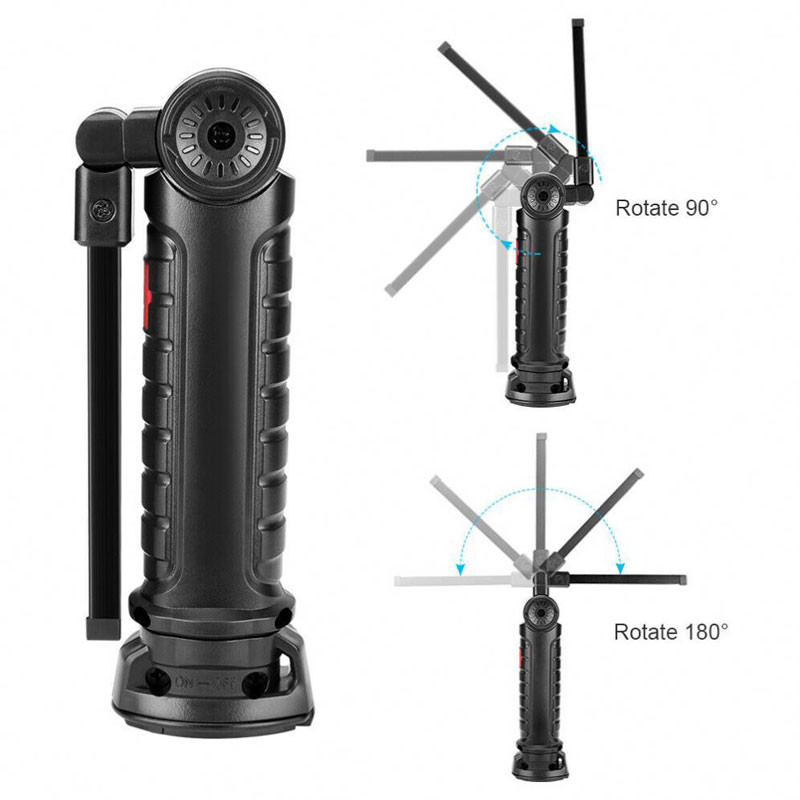 Összecsukható hordozható COB LED zseblámpa 5 üzemmódú újratölthető munkalámpa mágneses lámpás függőlámpa vészlámpa kemping zseblámpa