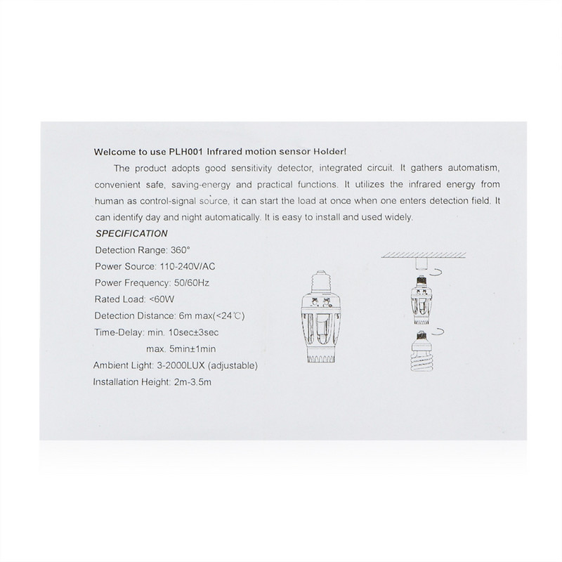 LED-lambihoidik Nutikas PIR-infrapuna-liikumisanduri lüliti E27 EU/UK standardne valgustipesa kodukoridori treppide majapidamisruumi jaoks