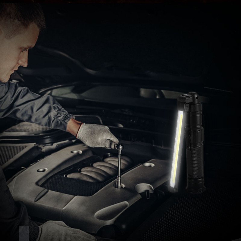 Lampă de lucru reîncărcabilă prin USB Lanternă LED ultraluminoasă cu bază magnetică 5 moduri de iluminare Lampă de lucru pliabilă pentru reparații auto