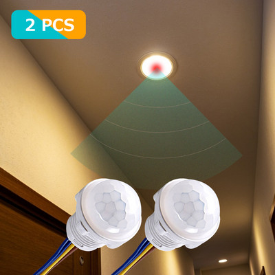 2PCS viedais cilvēka ķermeņa sensors 110V 220V PIR infrasarkanais kustības sensora slēdzis Automātisks ieslēgšanas izslēgšanas gaisma PIR sensora detektors viedais slēdzis