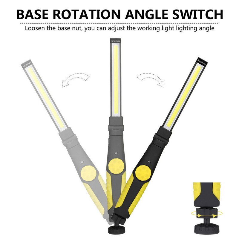 Hordozható COB LED zseblámpa USB újratölthető munkalámpa mágneses lámpás függőlámpa, beépített elemes kempinglámpák