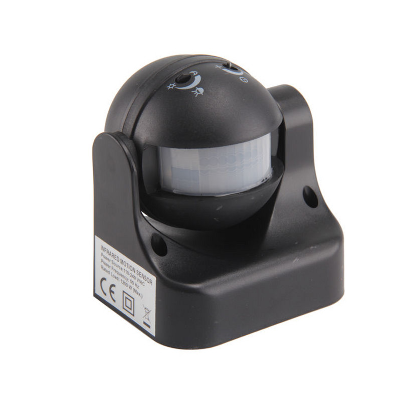 180 fokos automatikus PIR mozgásérzékelő kapcsoló 110V/AC-240V/AC biztonsági világítás lámpakapcsoló kerti kültéri használatra fehér/fekete