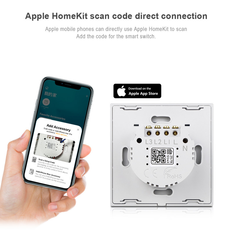 Apple Homekit APP WIFI Viedais gaismas slēdzis Viedās mājas sienas slēdzis Siri Balss vadības laiks Darbs ar Apple Home Kit